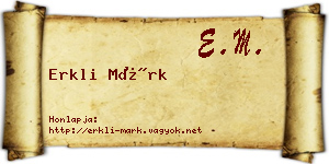 Erkli Márk névjegykártya